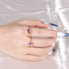 Auric Jewellers ring 7 Amethyst Ring in 925 Sterling Silver & 18K Gold Plating