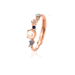 Silverbene ring Sea Queen Natural Pearl Adjustable Ring in 925 Sterling Silver & 14k Rose Gold Plating