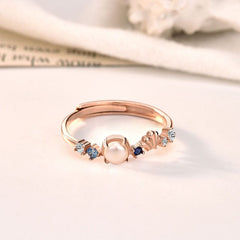 Silverbene ring Sea Queen Natural Pearl Adjustable Ring in 925 Sterling Silver & 14k Rose Gold Plating