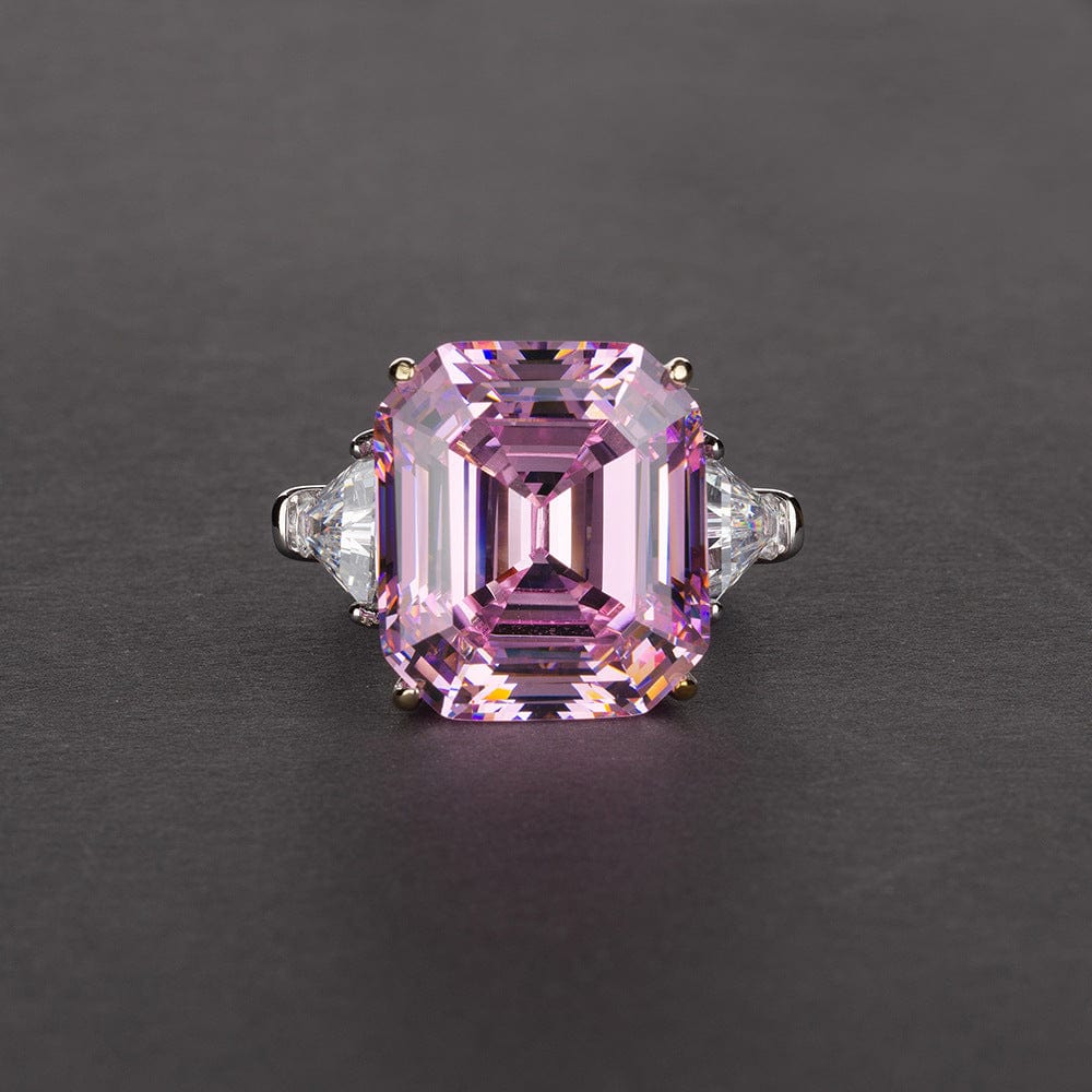 Auric Jewellers ring US 8 / Pink Baguette Cut Zircon Ring in 925 Sterling Silver