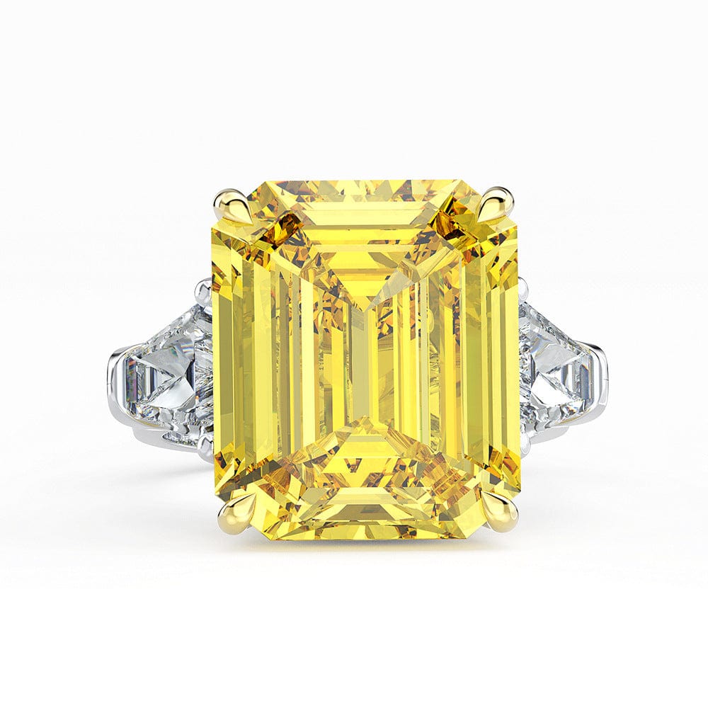 Auric Jewellers ring US 8 / Yellow Baguette Cut Zircon Ring in 925 Sterling Silver