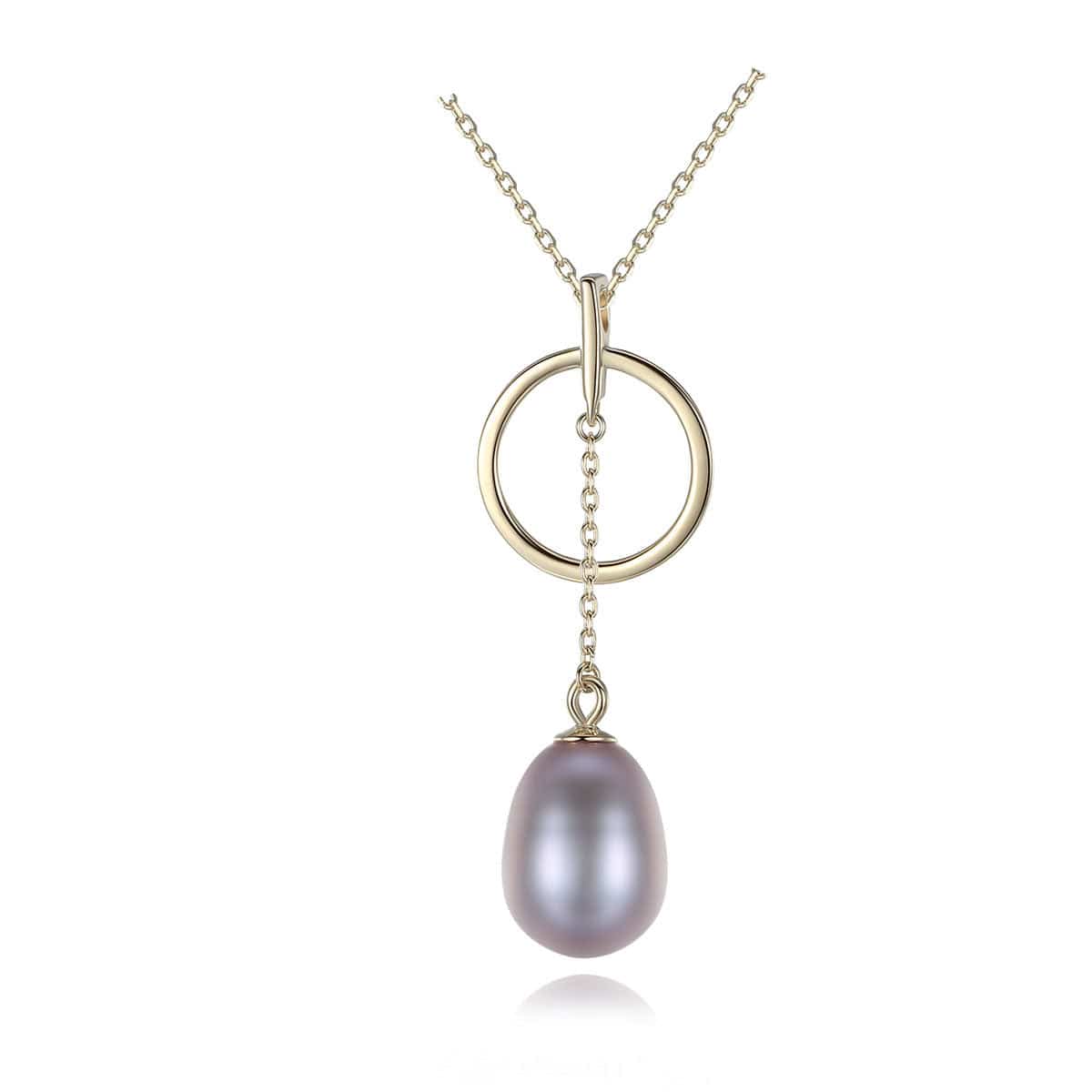 Silverbene Round Circle Natural Pearl 925 Silver Necklace