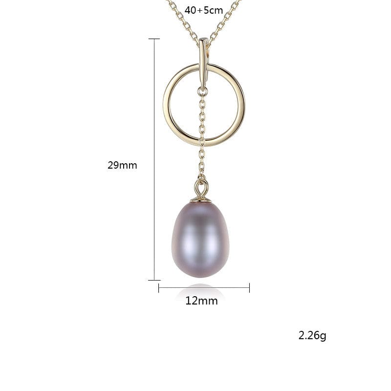 Silverbene Round Circle Natural Pearl 925 Silver Necklace