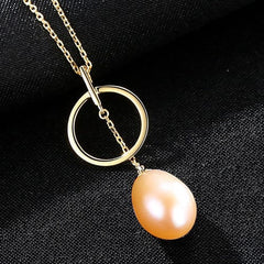 Silverbene Round Circle Natural Pearl 925 Silver Necklace