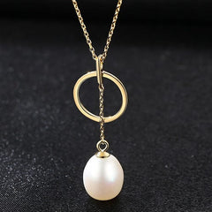 Natural Pearl & Hoop Necklace in 925 Sterling Silver