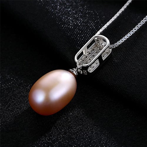 Silverbene Simple CZ Natural Pearl 925 Silver Necklace