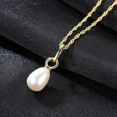 Silverbene Simple Natural Pearls 925 Silver Necklace