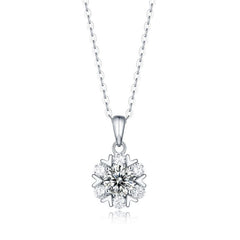 Silverbene Sweet Moissanite CZ Snowflake 925 Sterling Silver Necklace