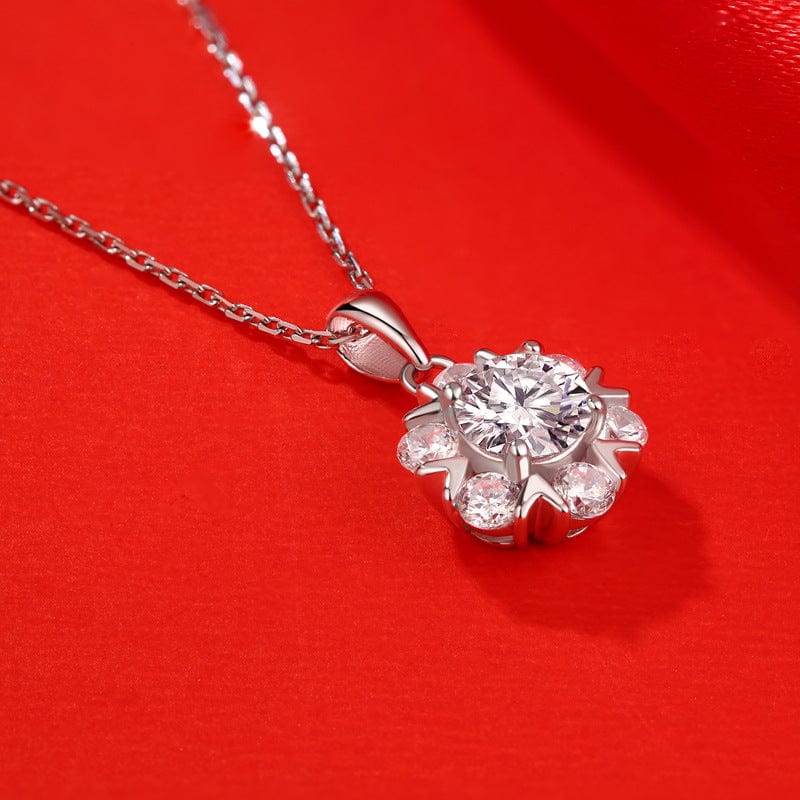 Silverbene Sweet Moissanite CZ Snowflake 925 Sterling Silver Necklace