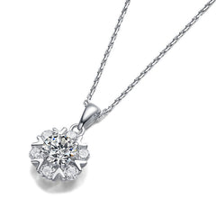 Silverbene Sweet Moissanite CZ Snowflake 925 Sterling Silver Necklace