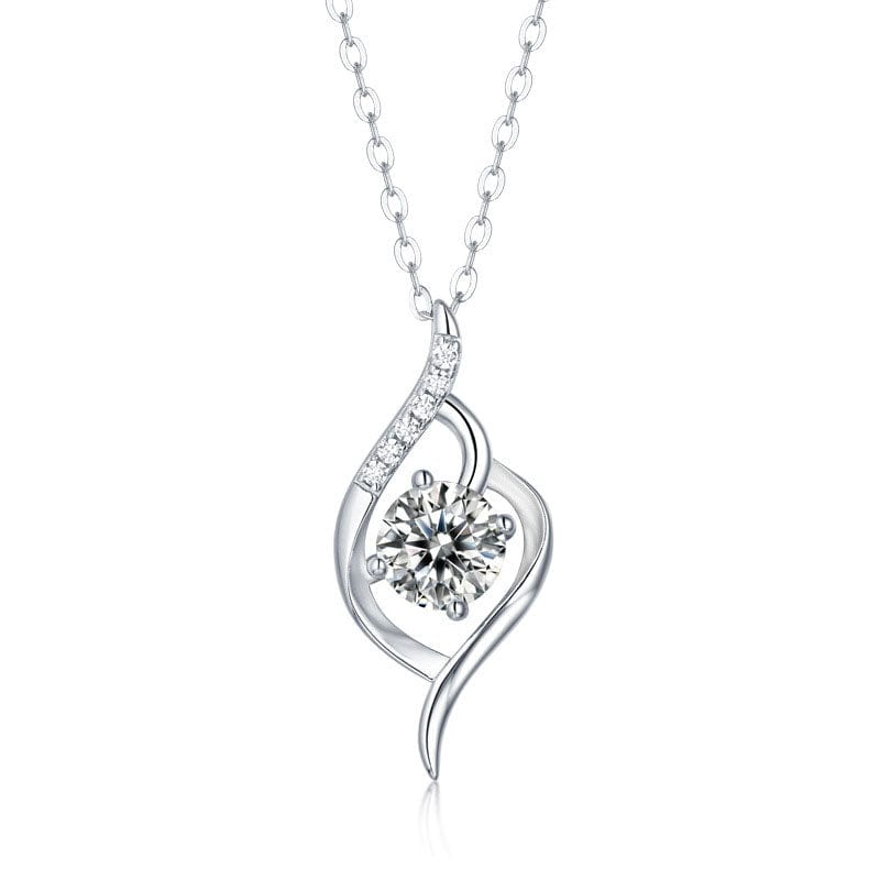 Silverbene Wedding Round Moissanite CZ Heart 925 Sterling Silver Necklace