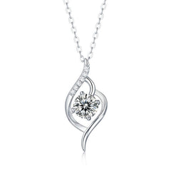 Silverbene Wedding Round Moissanite CZ Heart 925 Sterling Silver Necklace