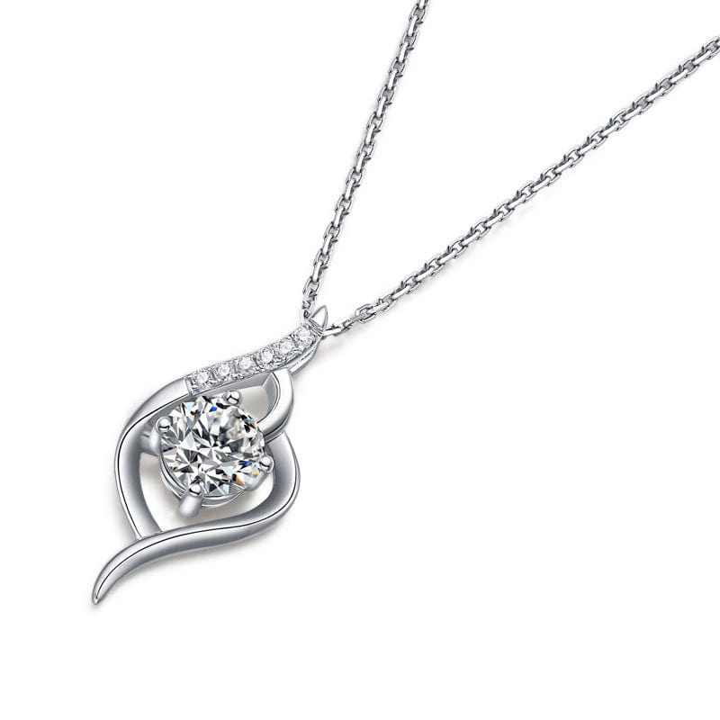 Silverbene Wedding Round Moissanite CZ Heart 925 Sterling Silver Necklace